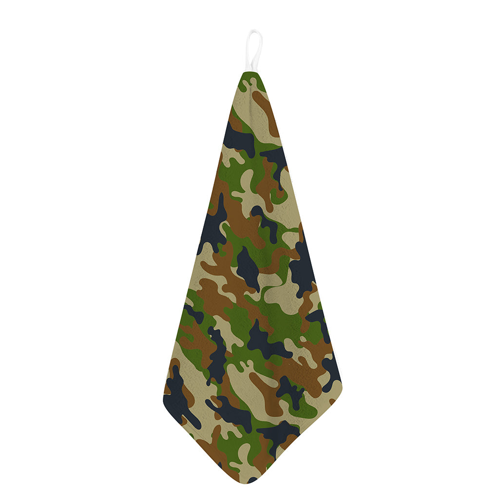 Military Green Camouflage Print Hand Towel