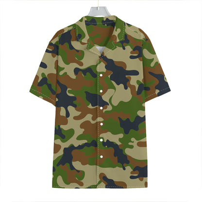 Military Green Camouflage Print Hawaiian Shirt