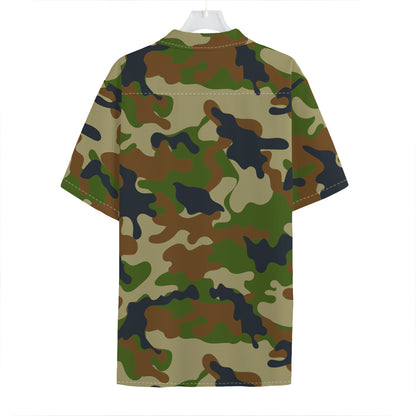 Military Green Camouflage Print Hawaiian Shirt