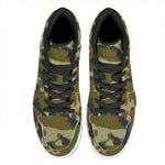 Military Green Camouflage Print High Top Leather Sneakers