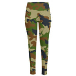 Military Green Camouflage Print High-Waisted Pocket Leggings
