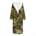 Military Green Camouflage Print Hooded Bathrobe