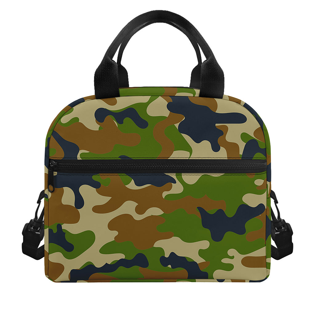 Military Green Camouflage Print Insulated Lunch Bag