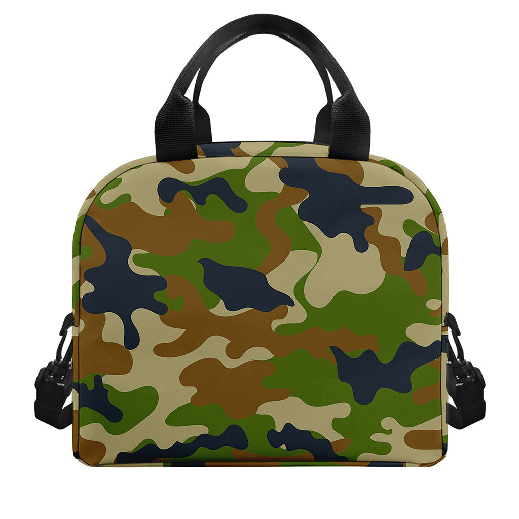 Military Green Camouflage Print Insulated Lunch Bag