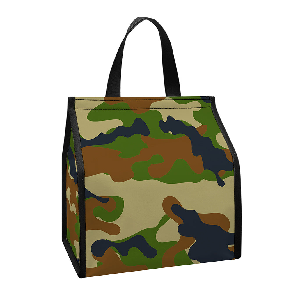 Military Green Camouflage Print Insulated Lunch Tote