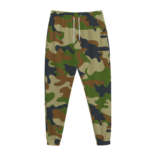 Military Green Camouflage Print Jogger Pants