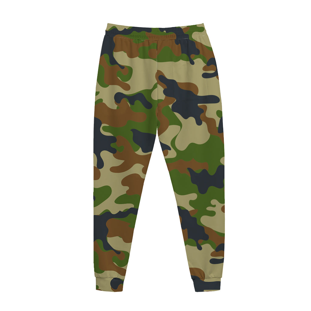 Military Green Camouflage Print Jogger Pants