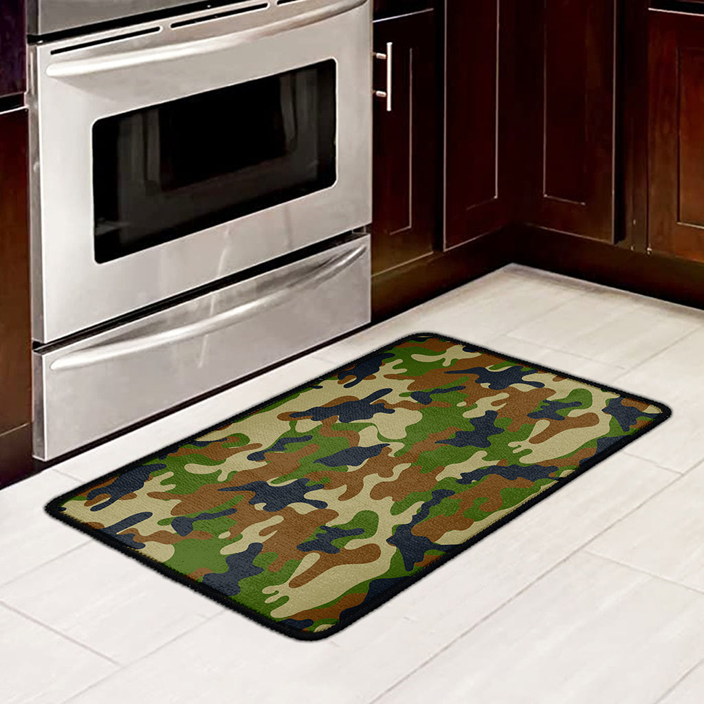 Military Green Camouflage Print Kitchen Mat