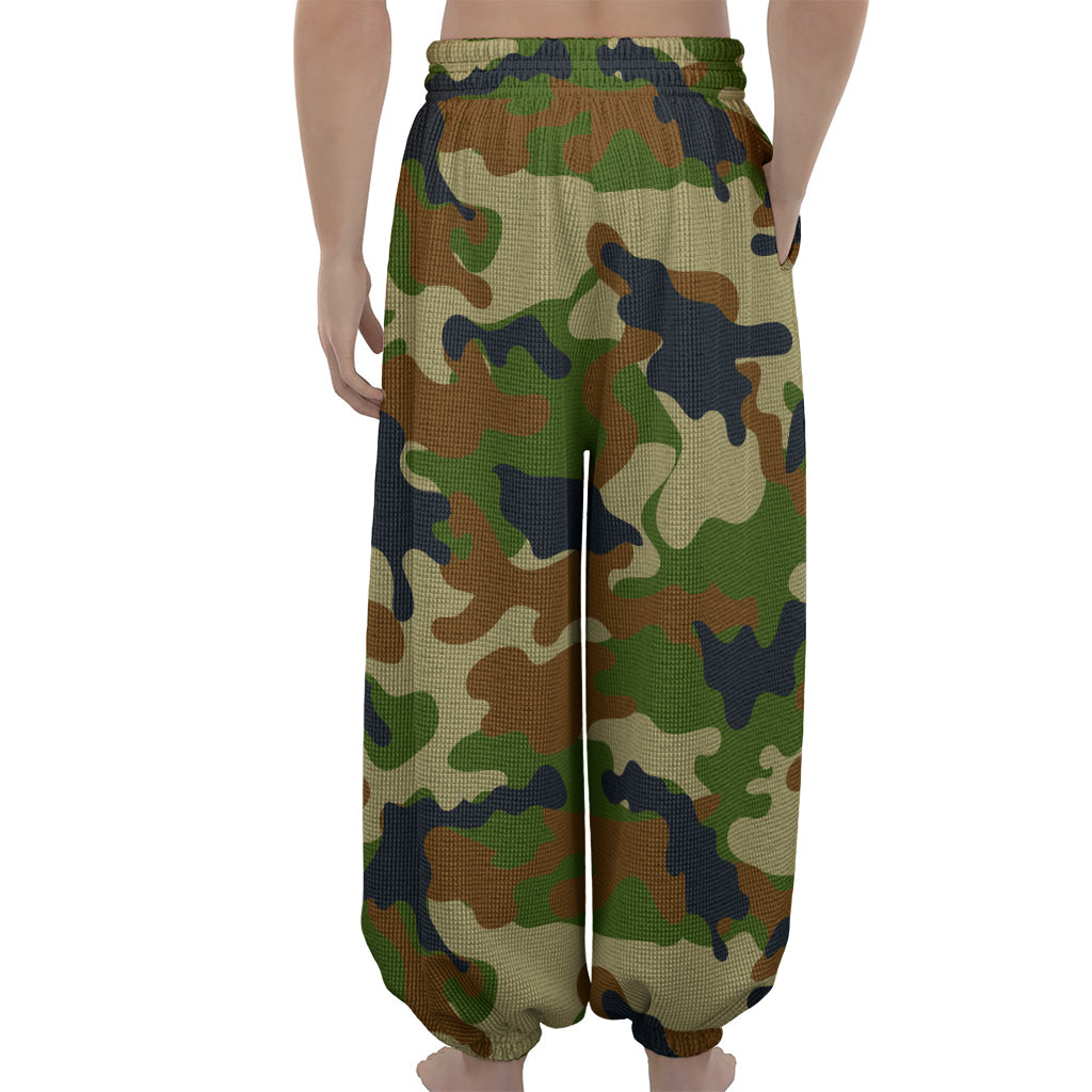 Military Green Camouflage Print Lantern Pants