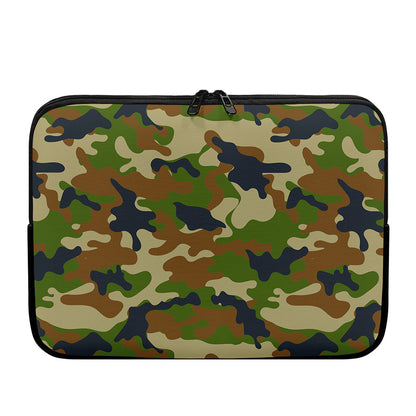 Military Green Camouflage Print Laptop Sleeve