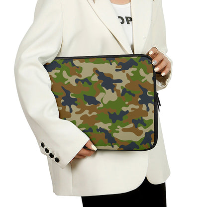 Military Green Camouflage Print Laptop Sleeve