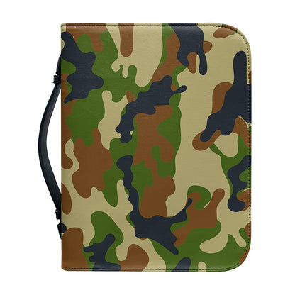 Military Green Camouflage Print Leather Bible Cover
