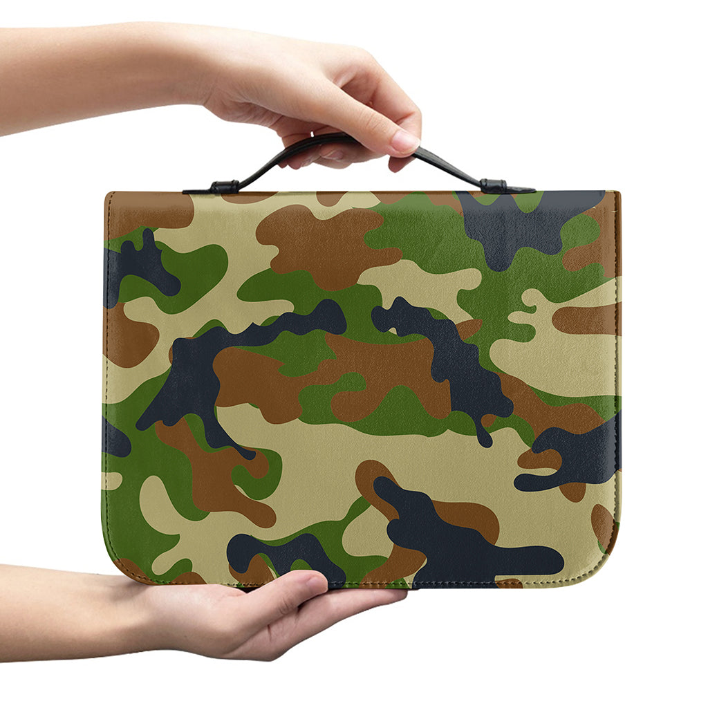 Military Green Camouflage Print Leather Bible Cover