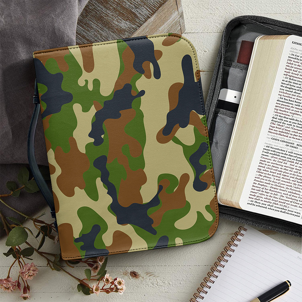 Military Green Camouflage Print Leather Bible Cover