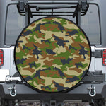 Military Green Camouflage Print Leather Spare Tire Cover