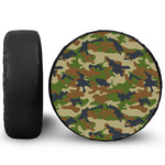 Military Green Camouflage Print Leather Spare Tire Cover