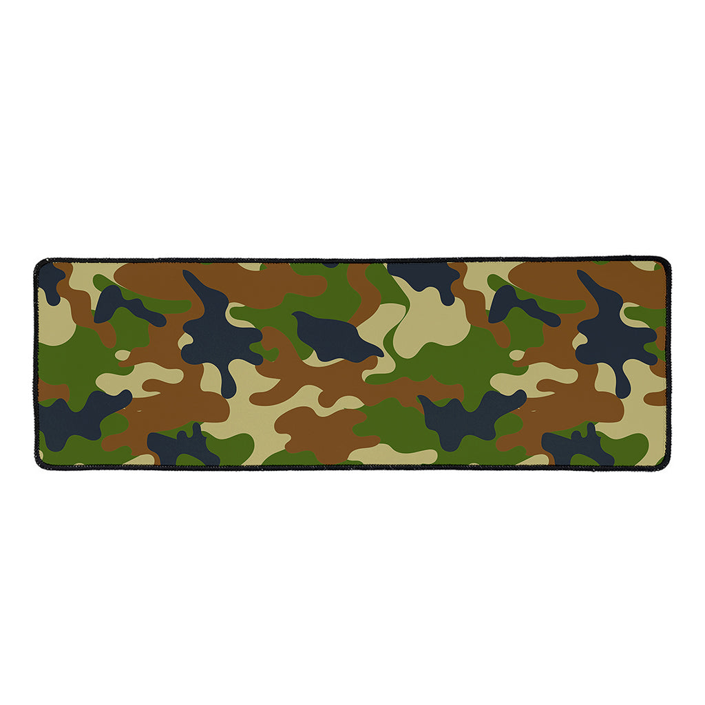 Military Green Camouflage Print Long Kitchen Mat
