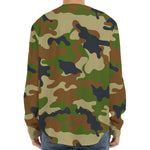 Military Green Camouflage Print Long Sleeve Baseball Jersey