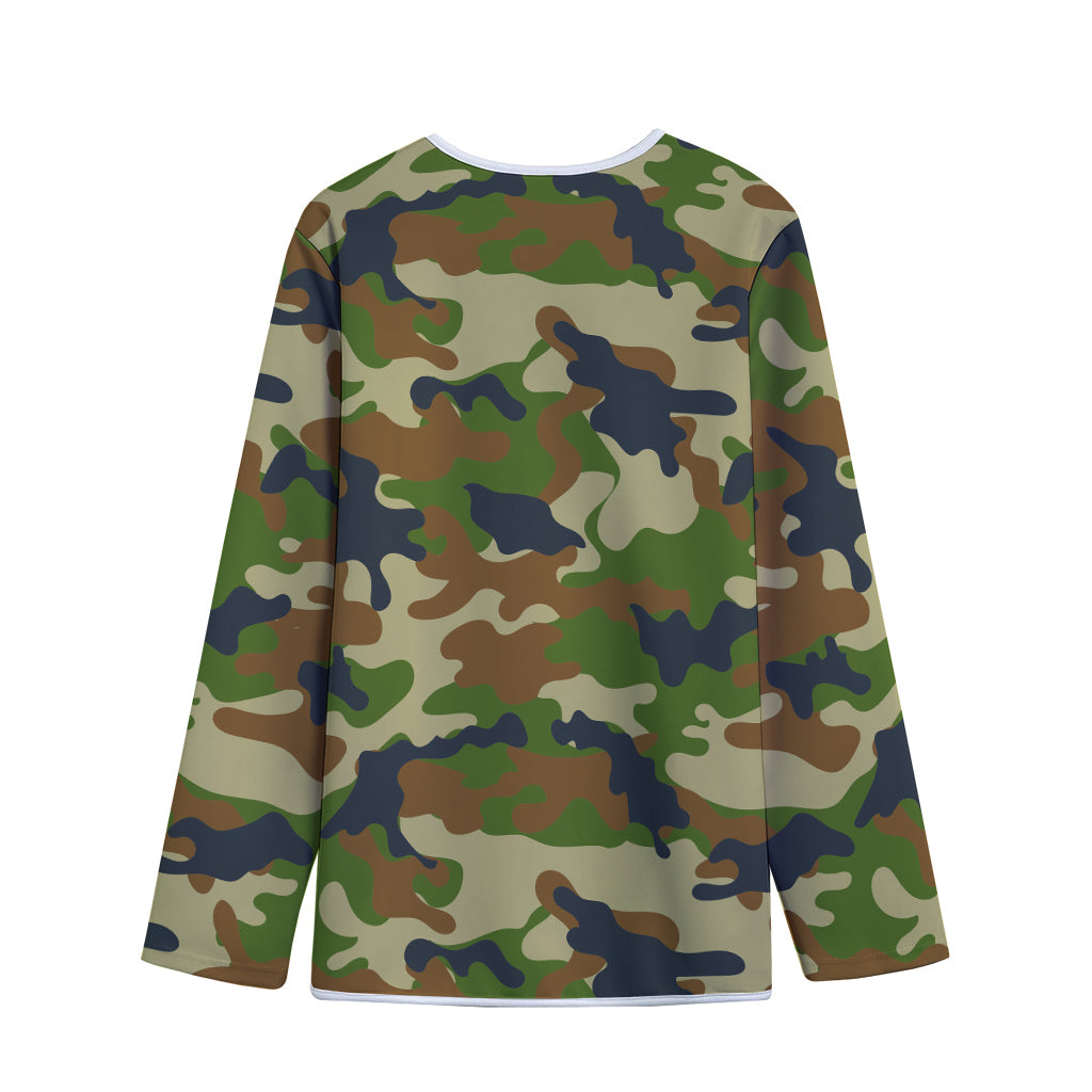 Military Green Camouflage Print Long Sleeve Short Coat