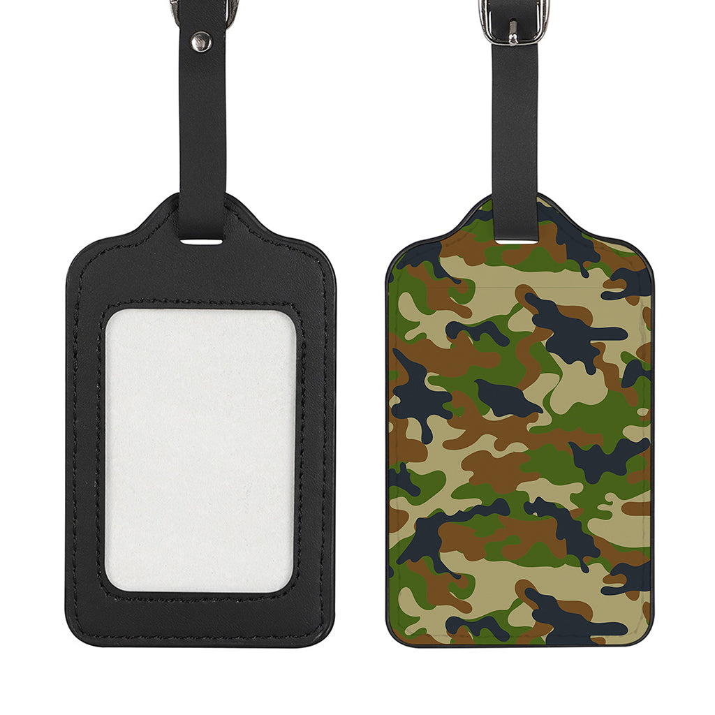 Military Green Camouflage Print Luggage Tag