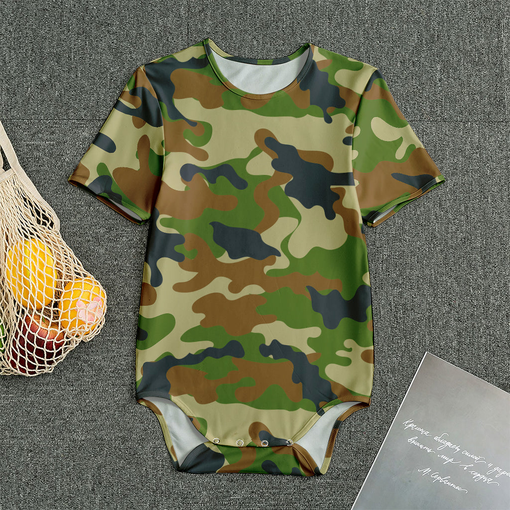 Military Green Camouflage Print Men's Bodysuit