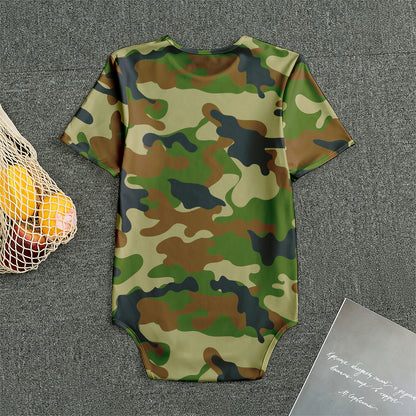 Military Green Camouflage Print Men's Bodysuit