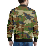 Military Green Camouflage Print Men's Bomber Jacket
