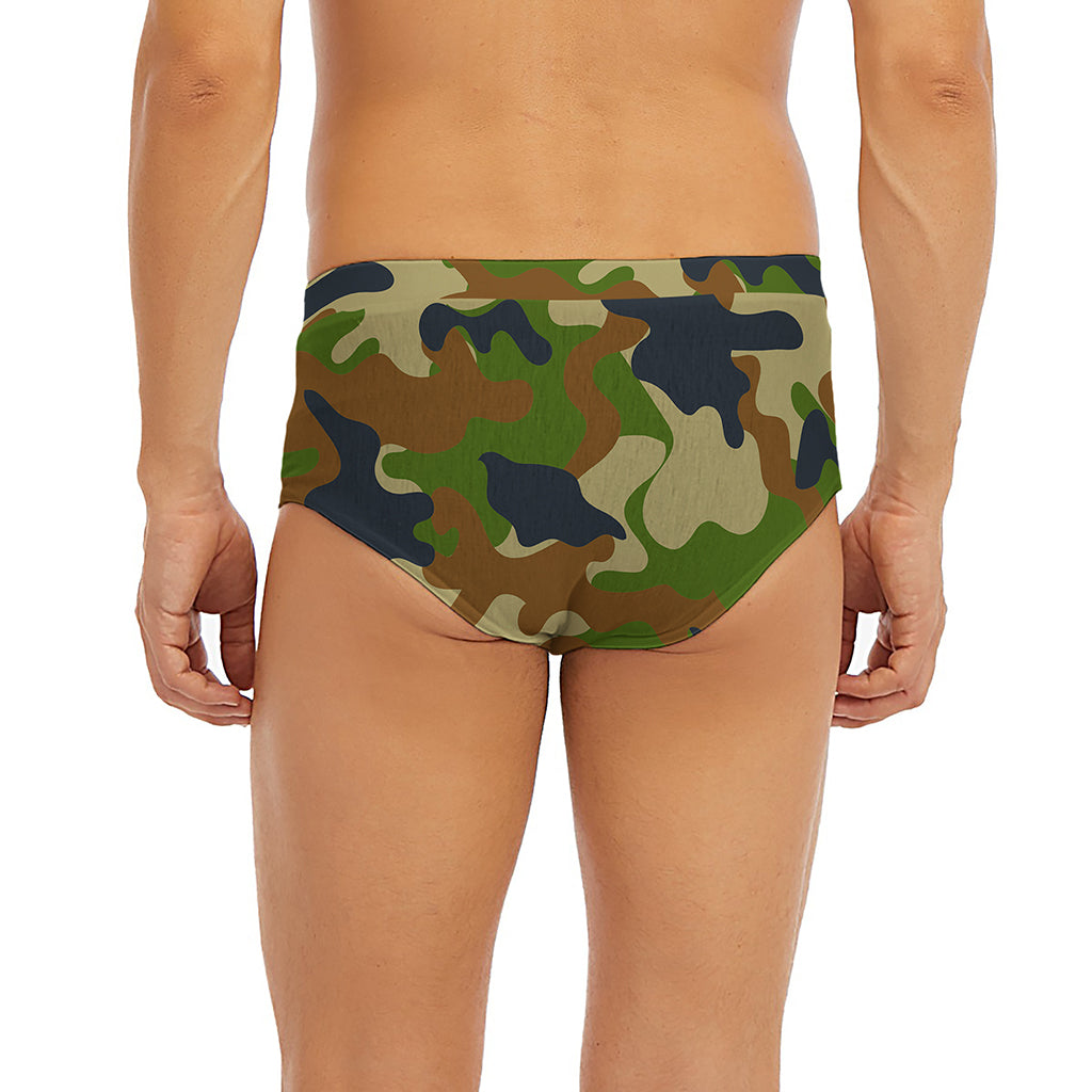 Military Green Camouflage Print Men's Briefs