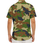 Military Green Camouflage Print Men's Deep V-Neck Shirt