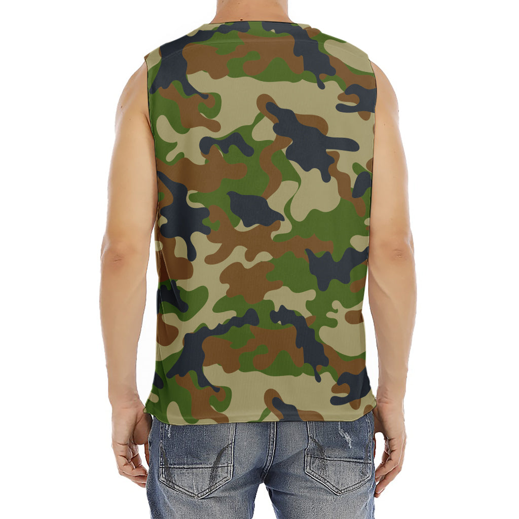 Military Green Camouflage Print Men's Fitness Tank Top