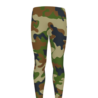Military Green Camouflage Print Men's leggings