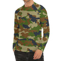 Military Green Camouflage Print Men's Long Sleeve Rash Guard