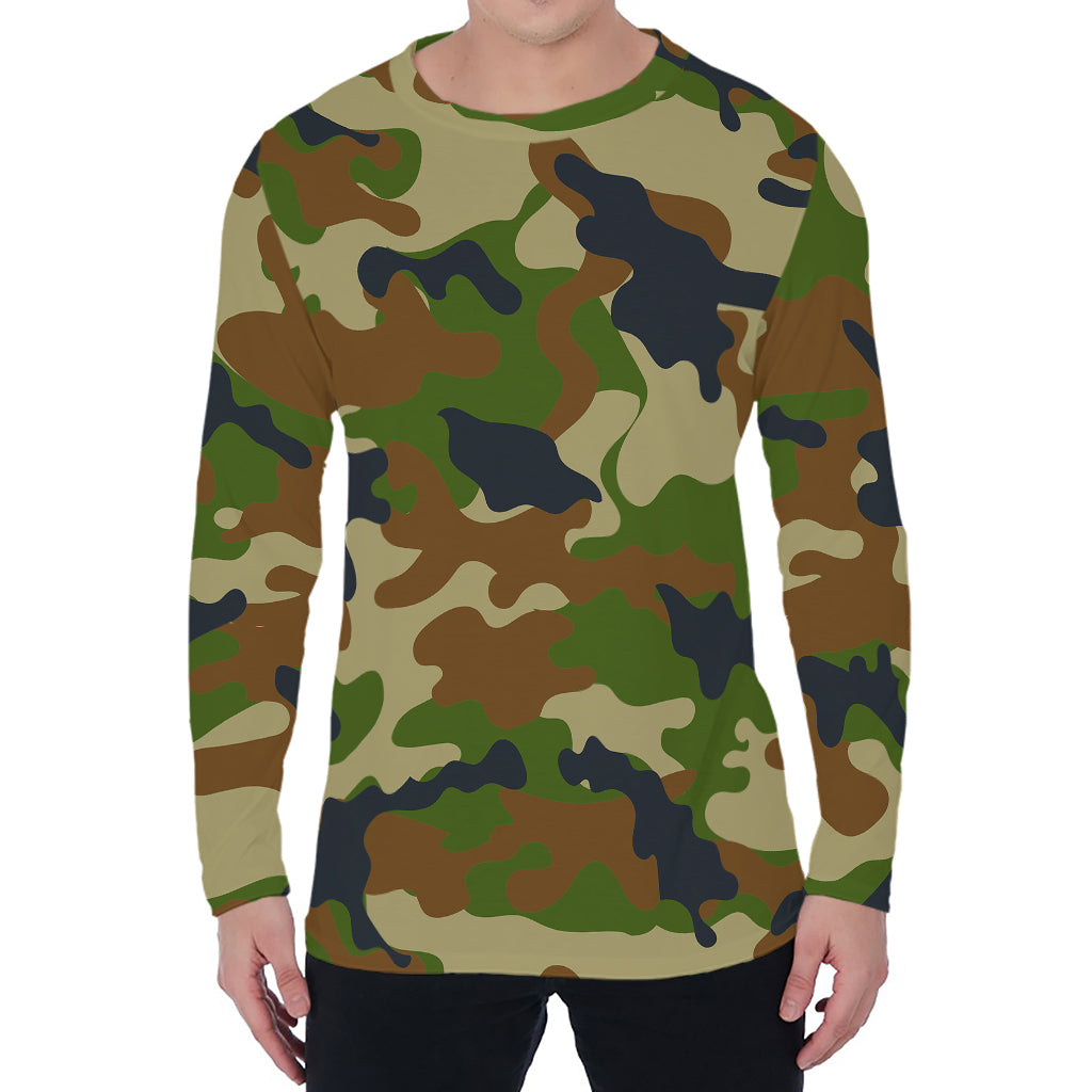Military Green Camouflage Print Men's Long Sleeve T-Shirt
