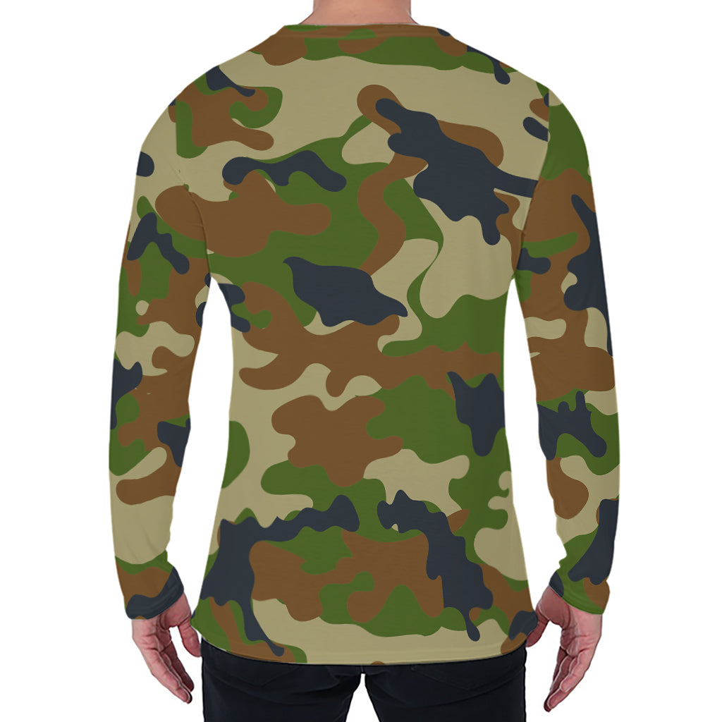 Military Green Camouflage Print Men's Long Sleeve T-Shirt