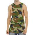 Military Green Camouflage Print Men's Muscle Tank Top