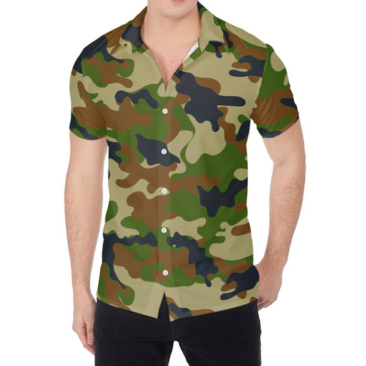 Military Green Camouflage Print Men's Shirt