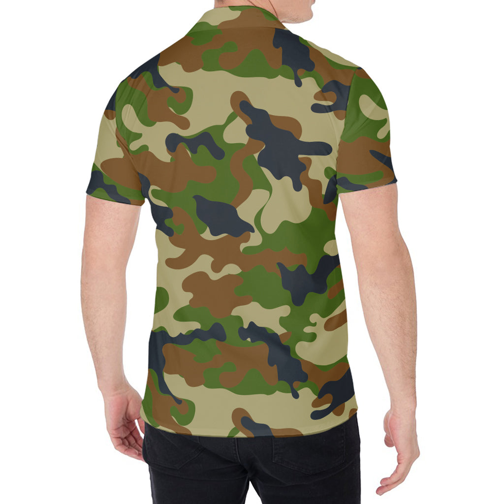 Military Green Camouflage Print Men's Shirt