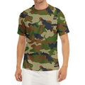 Military Green Camouflage Print Men's Short Sleeve Rash Guard