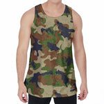 Military Green Camouflage Print Men's Velvet Tank Top