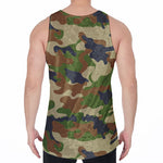 Military Green Camouflage Print Men's Velvet Tank Top