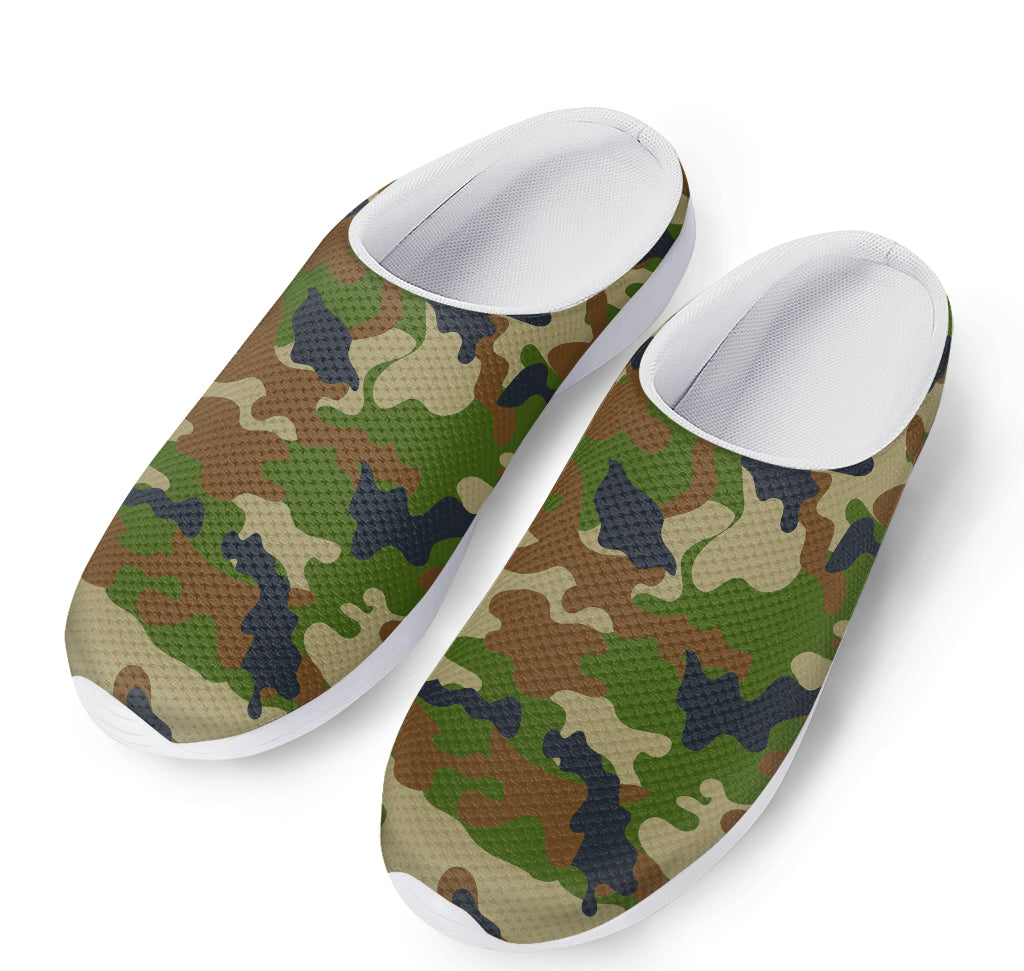Military Green Camouflage Print Mesh Casual Shoes