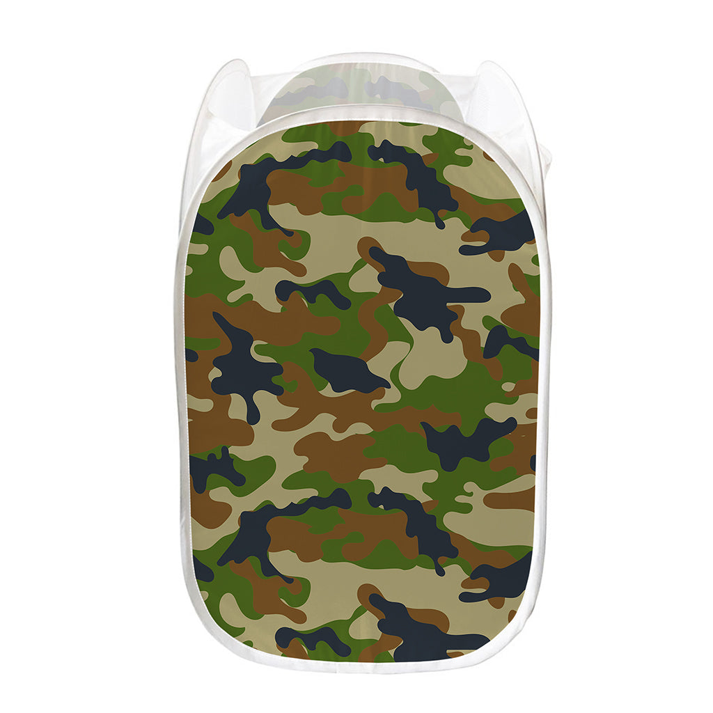 Military Green Camouflage Print Mesh Laundry Hamper