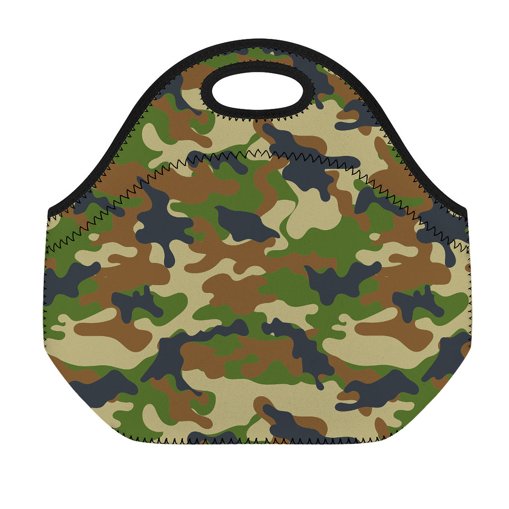 Military Green Camouflage Print Neoprene Lunch Bag