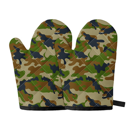 Military Green Camouflage Print Oven Mitts