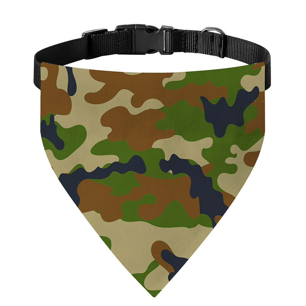 Military Green Camouflage Print Over The Collar Dog Bandana