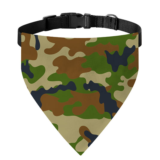 Military Green Camouflage Print Over The Collar Dog Bandana