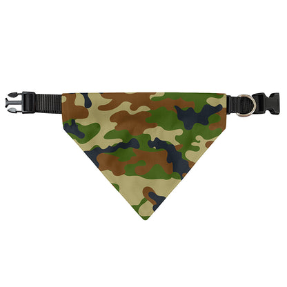 Military Green Camouflage Print Over The Collar Dog Bandana