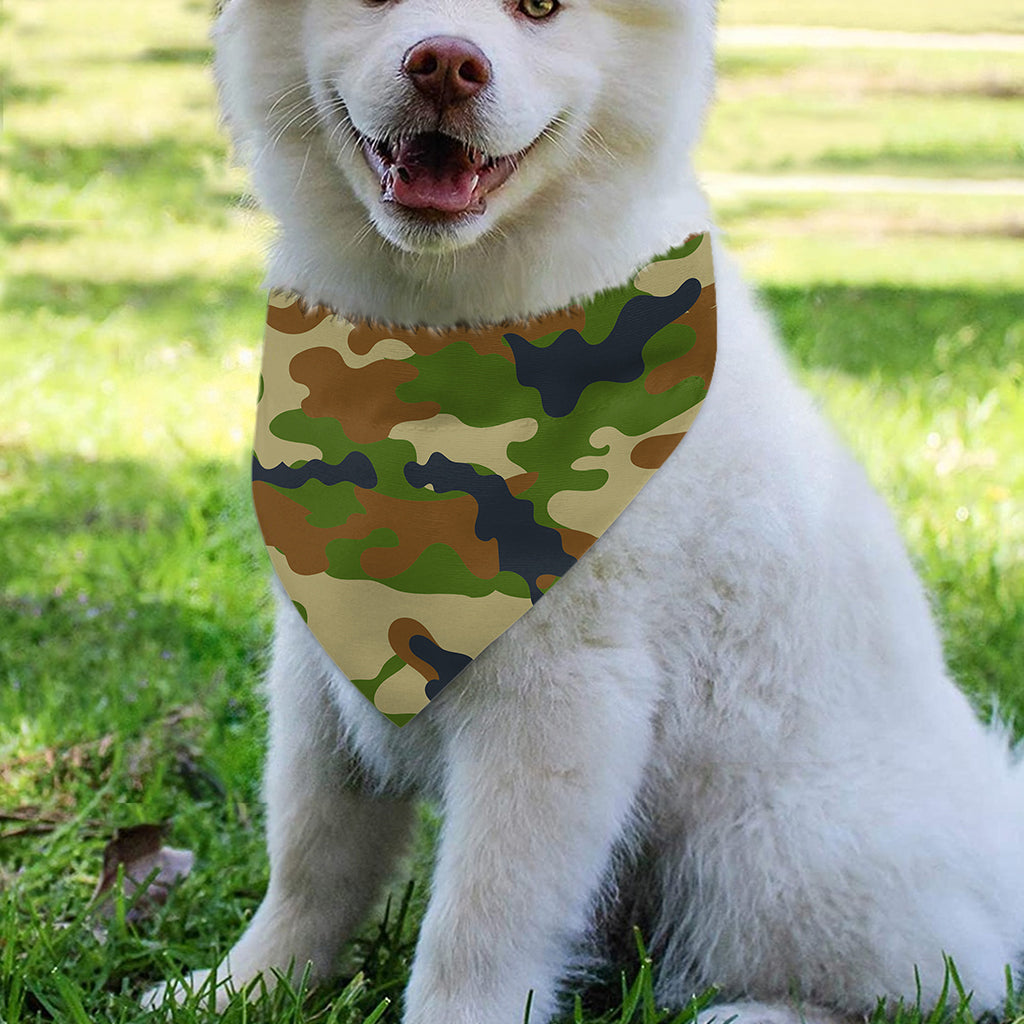 Military Green Camouflage Print Over The Collar Dog Bandana
