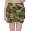 Military Green Camouflage Print Pencil Mini Skirt