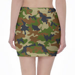 Military Green Camouflage Print Pencil Mini Skirt
